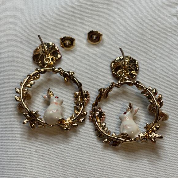 Les Nereides Enchanted Encounters Rabbit Earrings Cottage Boho French Dainty - Picture 6 of 9